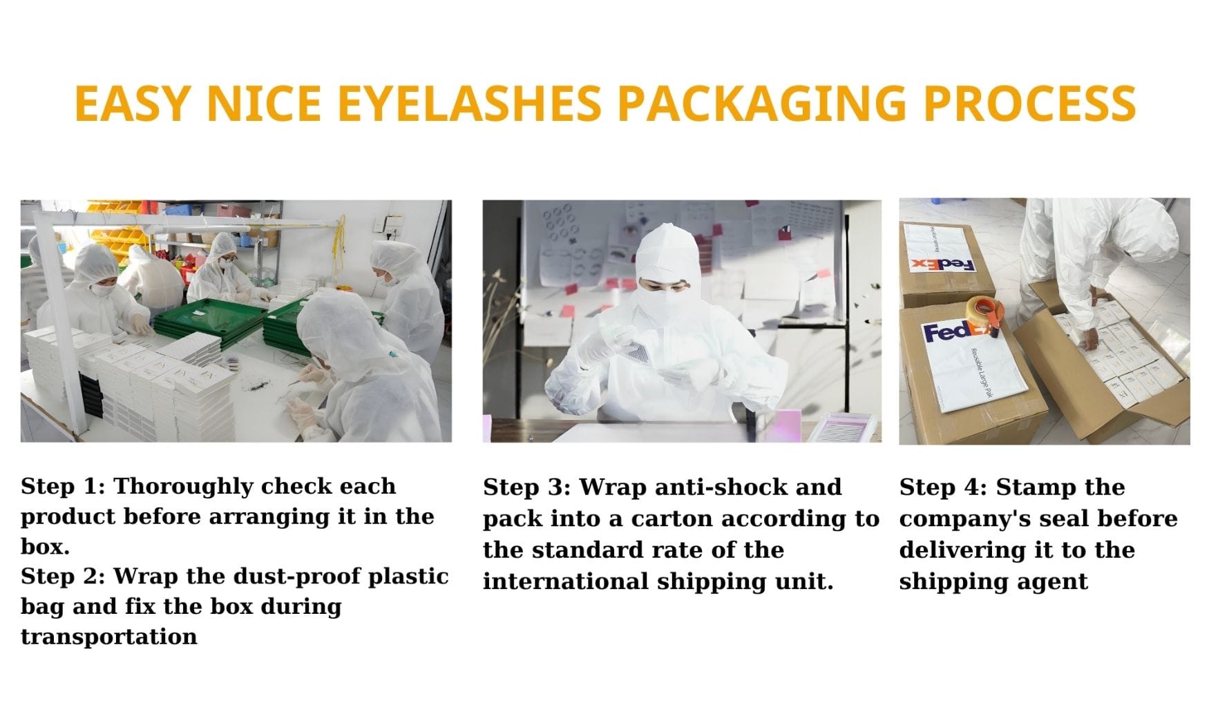 easynice eyelashes wholesale packaging process