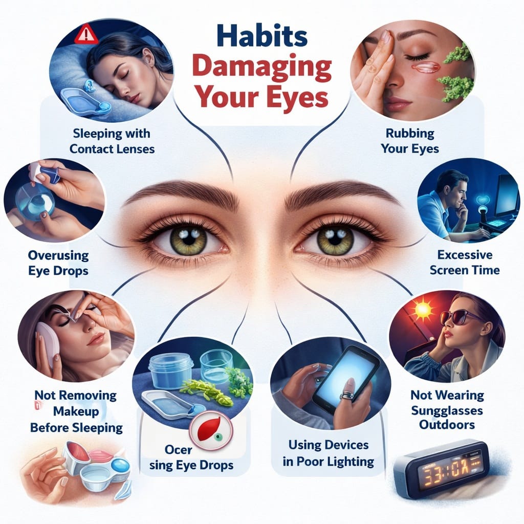 9 habits damage your eyes